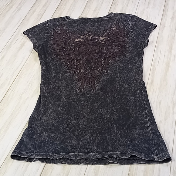 American age Acid Wash Lace Wing Back Tshirt Size M - Picture 10 of 14